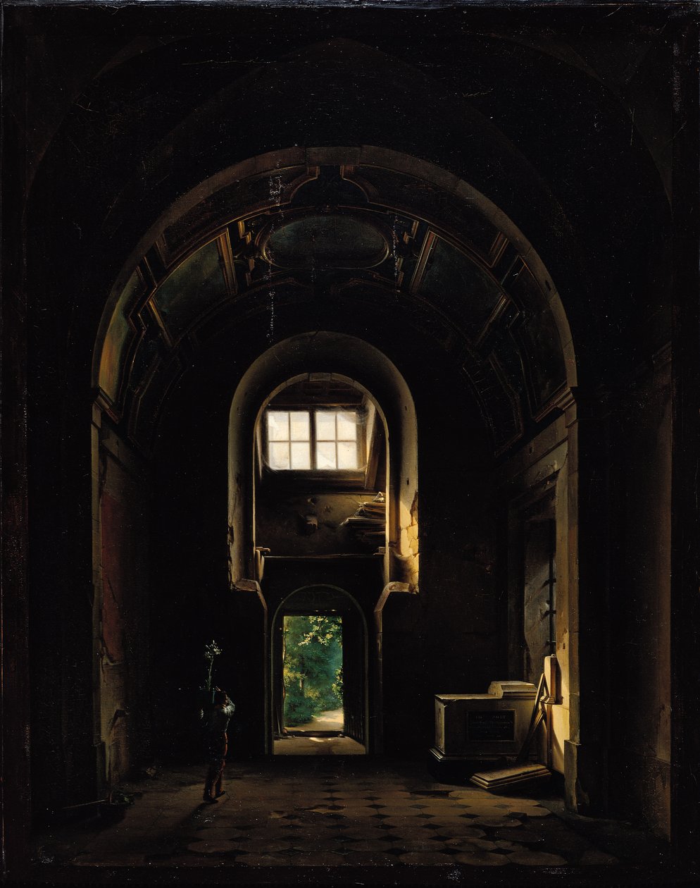 Interiør af kapellet Saint-Philippe i Eglise des Feuillants i Paris, 1814 af Louis Jacques Mande Daguerre