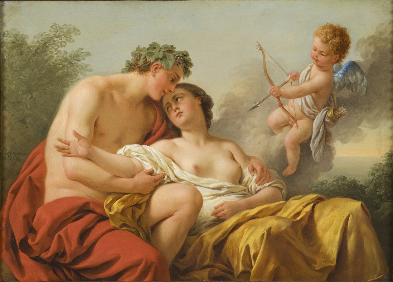 Bacchus og Ariadne, 1768 (olie på kobber) af Louis Jean François Lagrenée