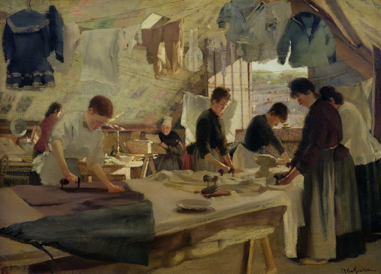 Strygeværksted i Trouville, 1888 af Louis Joseph Anthonissen