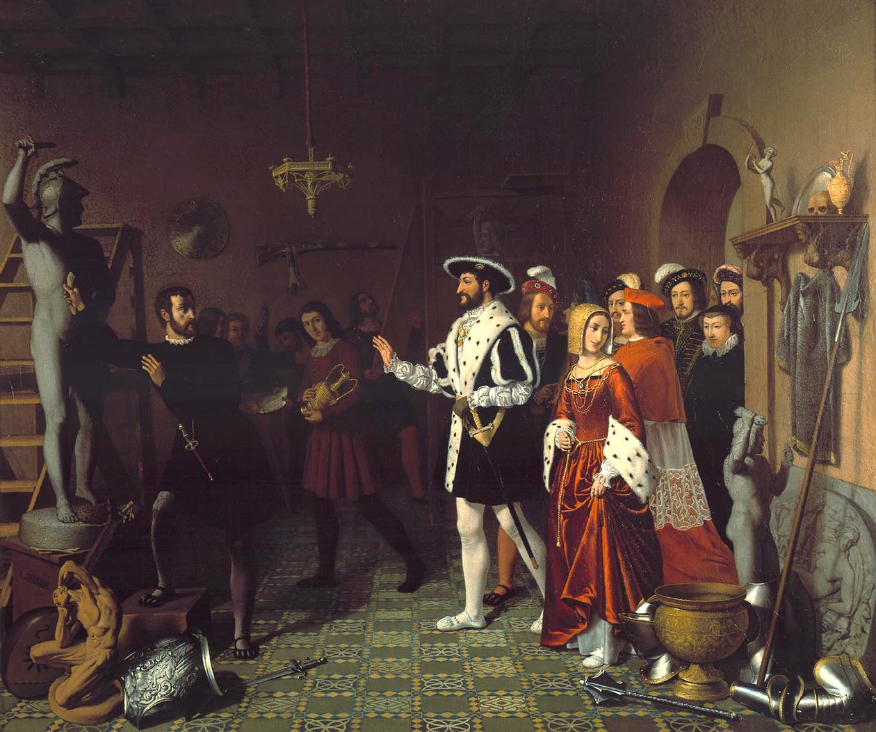François I Besøg Benvenuto Cellini På Nesle Slot, c. 1845 af Louis Joseph Grisée