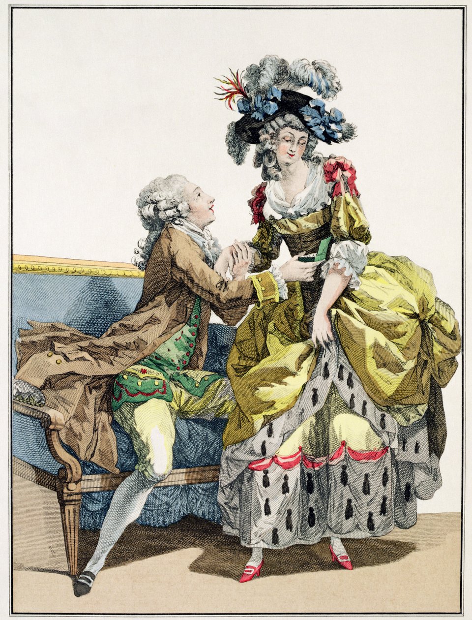 Elegant gentleman, der frier til en dame i en kjole i 