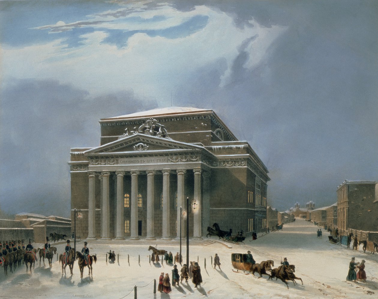 Bolshoi-teatret i Moskva, trykt af Lemercier, Paris, 1840