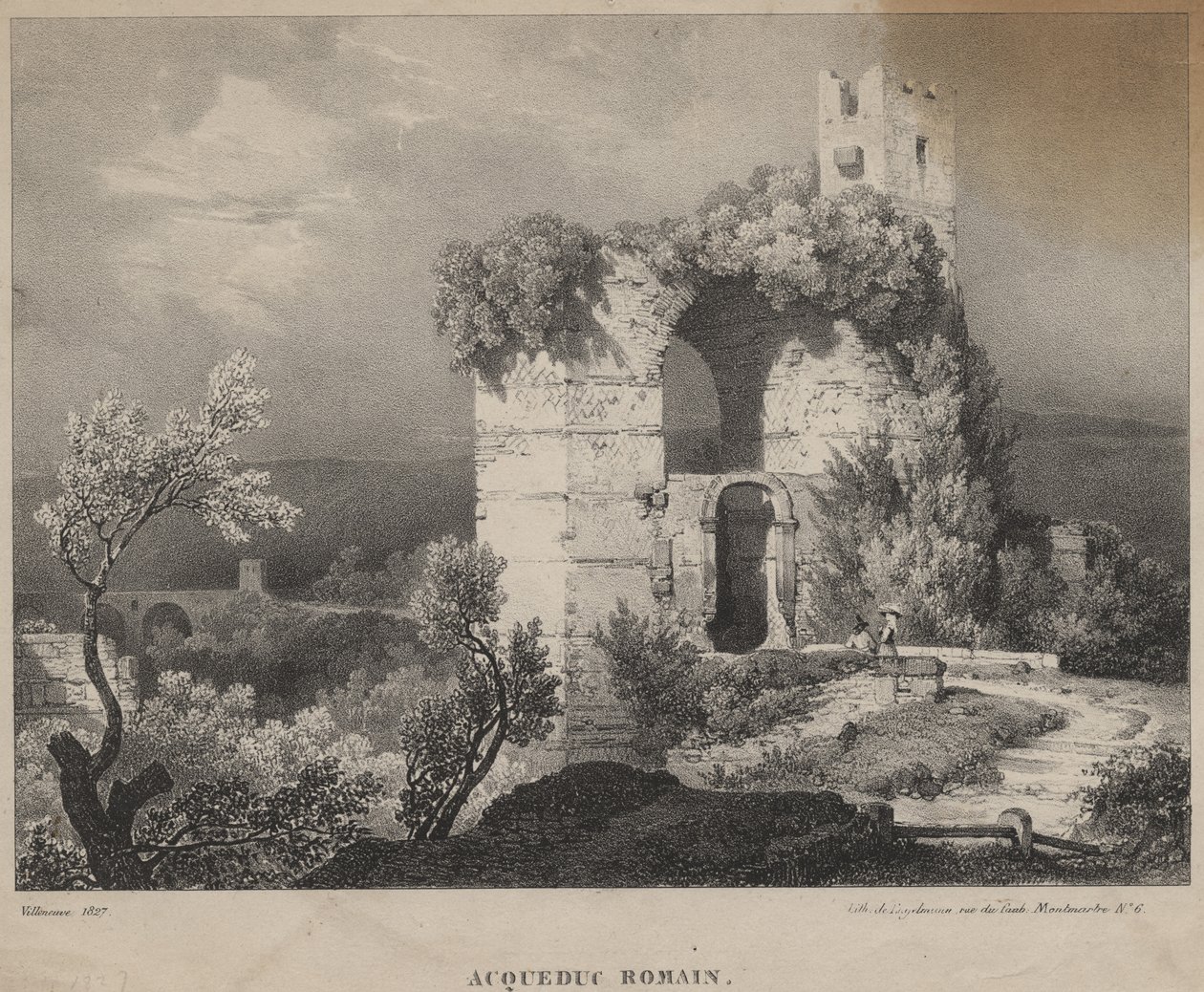 Romersk akvædukt, 1827 af Louis Jules Frederic Villeneuve