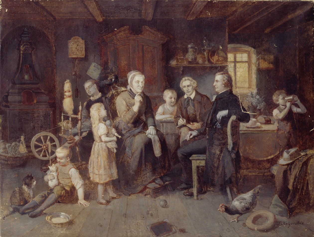 Brødrene Grimm ved Eventyrfruerne, ca. 1894 af Louis Katzenstein