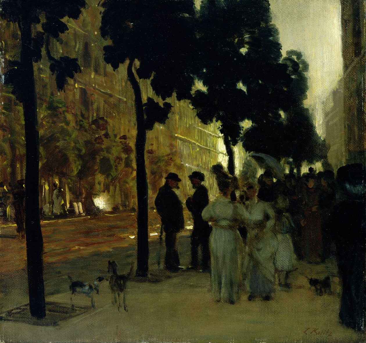 Hohenzollernstrasse i Kassel ved solnedgang af Louis Kolitz