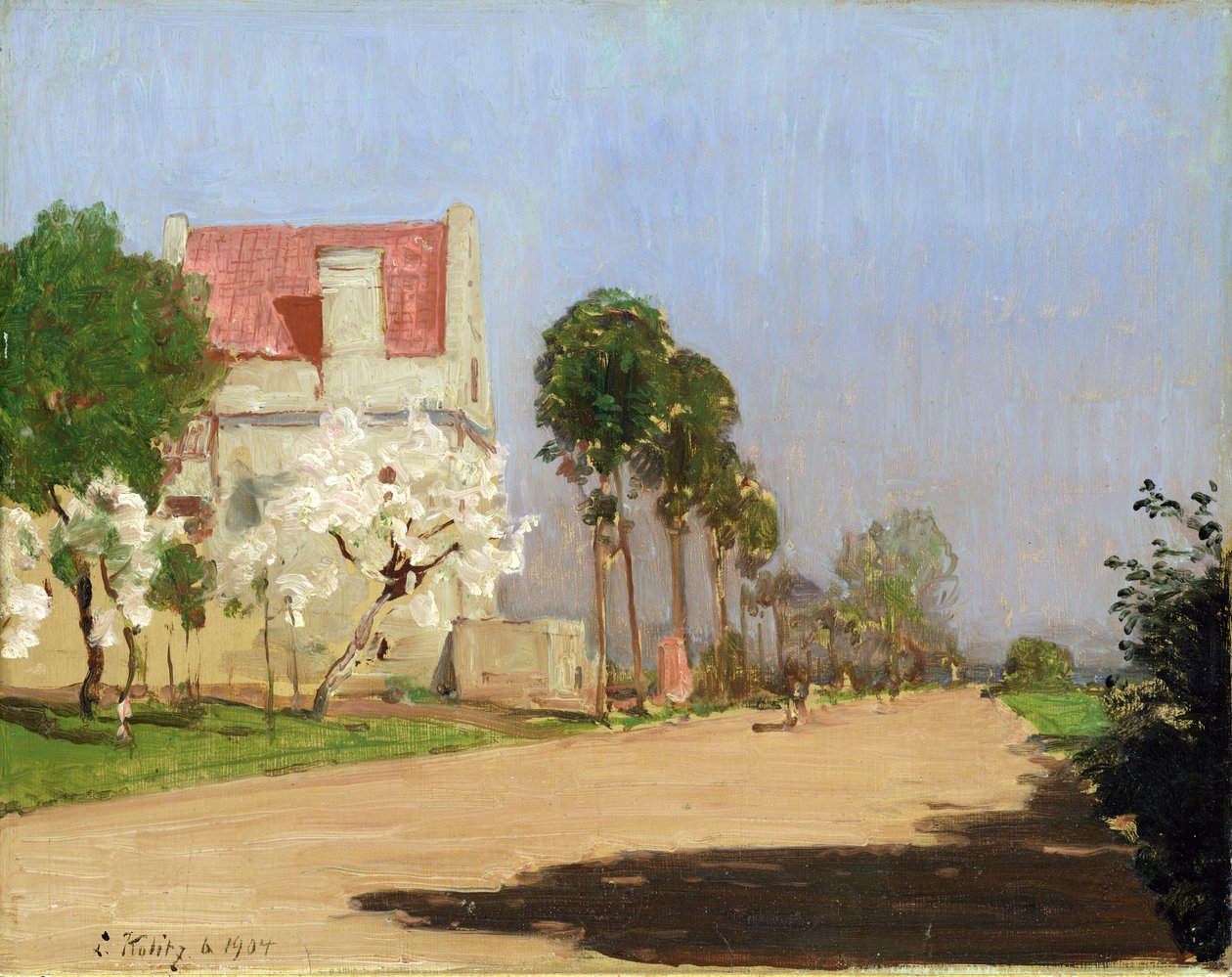Vej ved Fulda-floden til Neuen Muehle nær Kassel, 1904 af Louis Kolitz