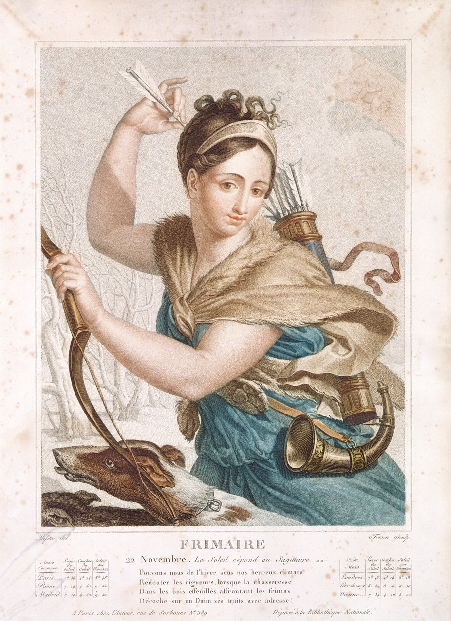 Frimaire (november, december), tredje måned i den republikanske kalender, indgraveret af Tresca, ca. 1794 af Louis Lafitte