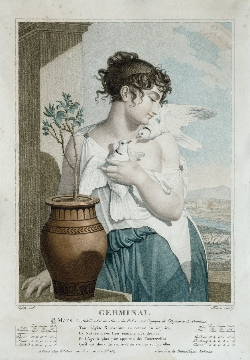 Germinal (marts april), syvende måned i den republikanske kalender, indgraveret af Tresca, ca. 1794 af Louis Lafitte