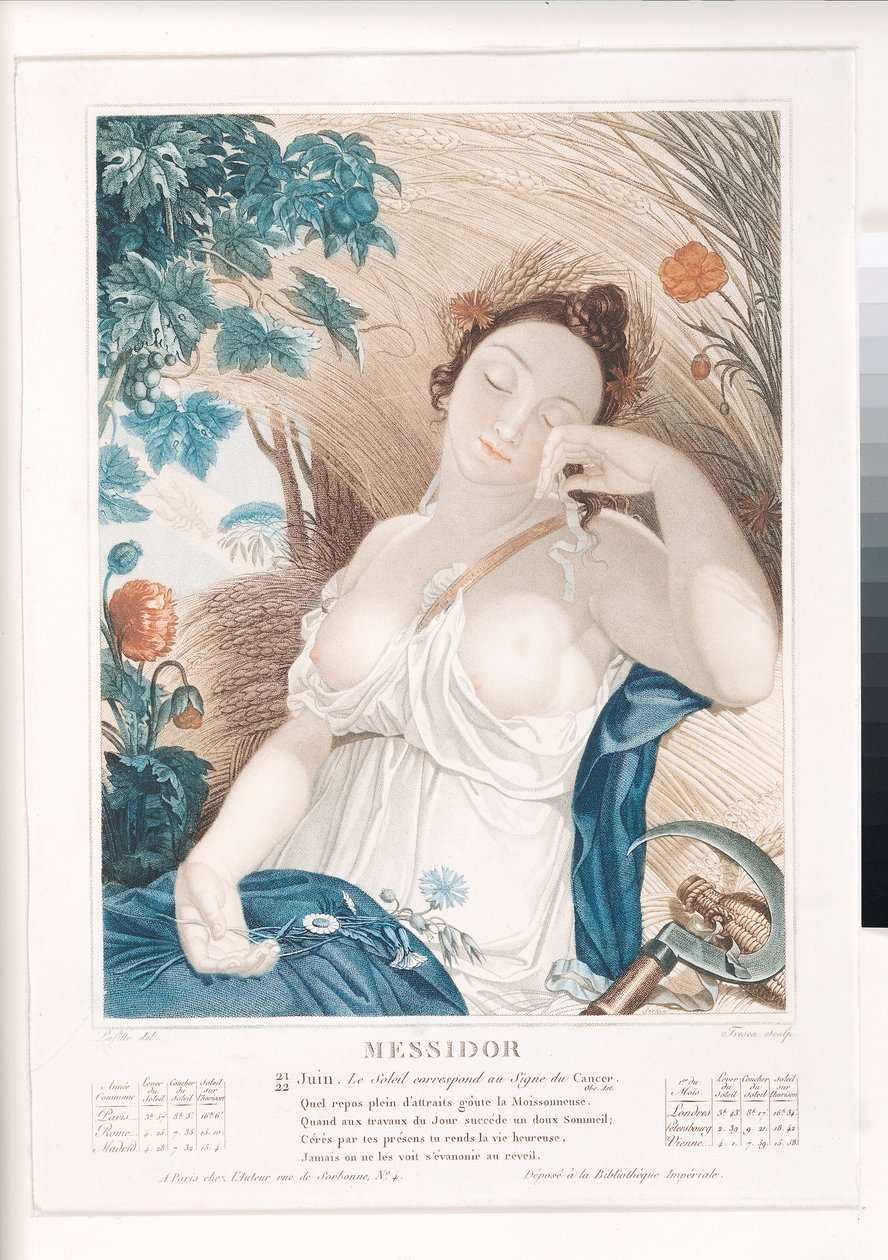 Messidor (juni juli), tiende måned i den republikanske kalender, indgraveret af Tresca, fransk, ca. 1794 af Louis Lafitte