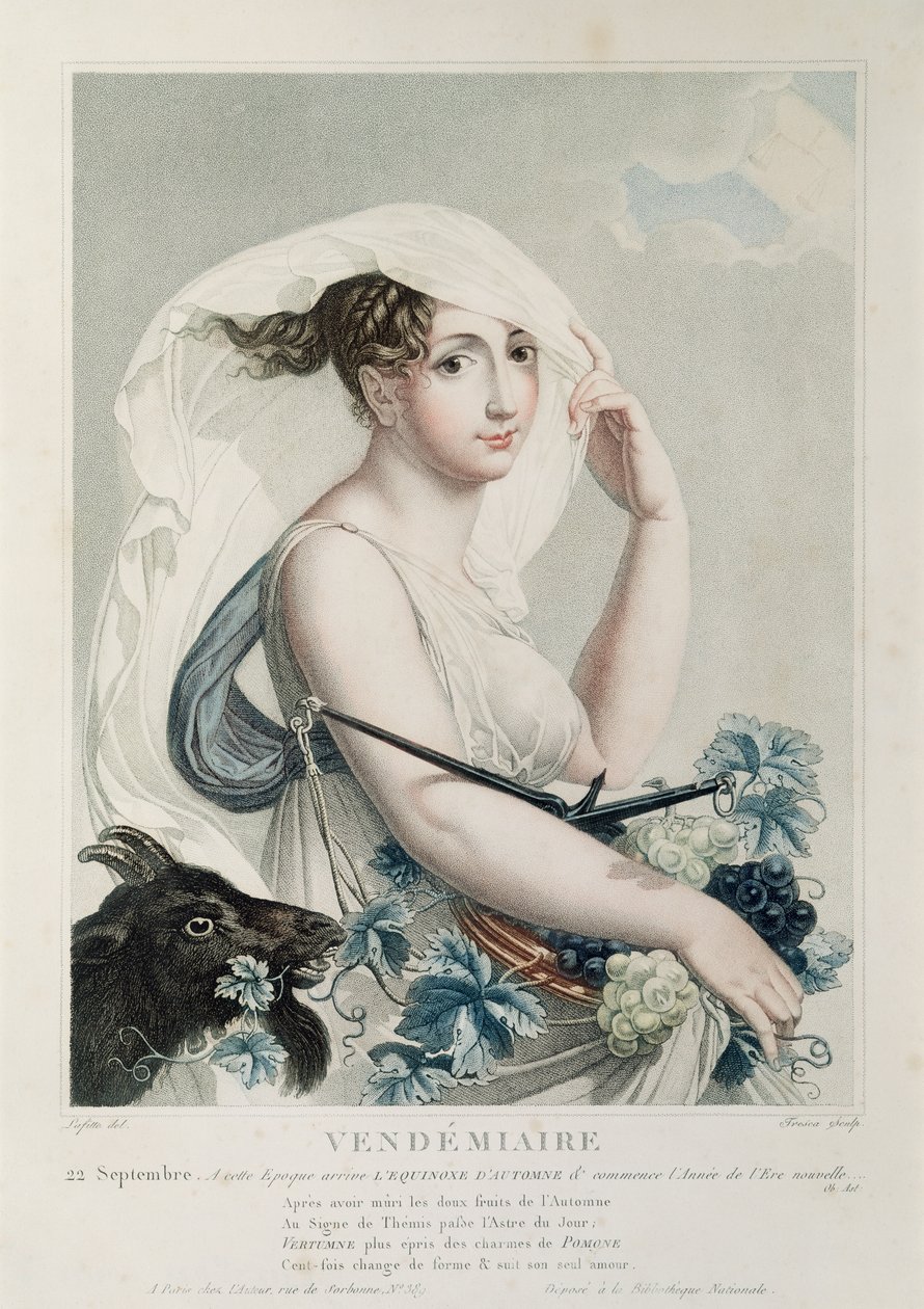 Vendemiaire (september oktober), første måned i den republikanske kalender, indgraveret af Tresca, ca. 1794 af Louis Lafitte