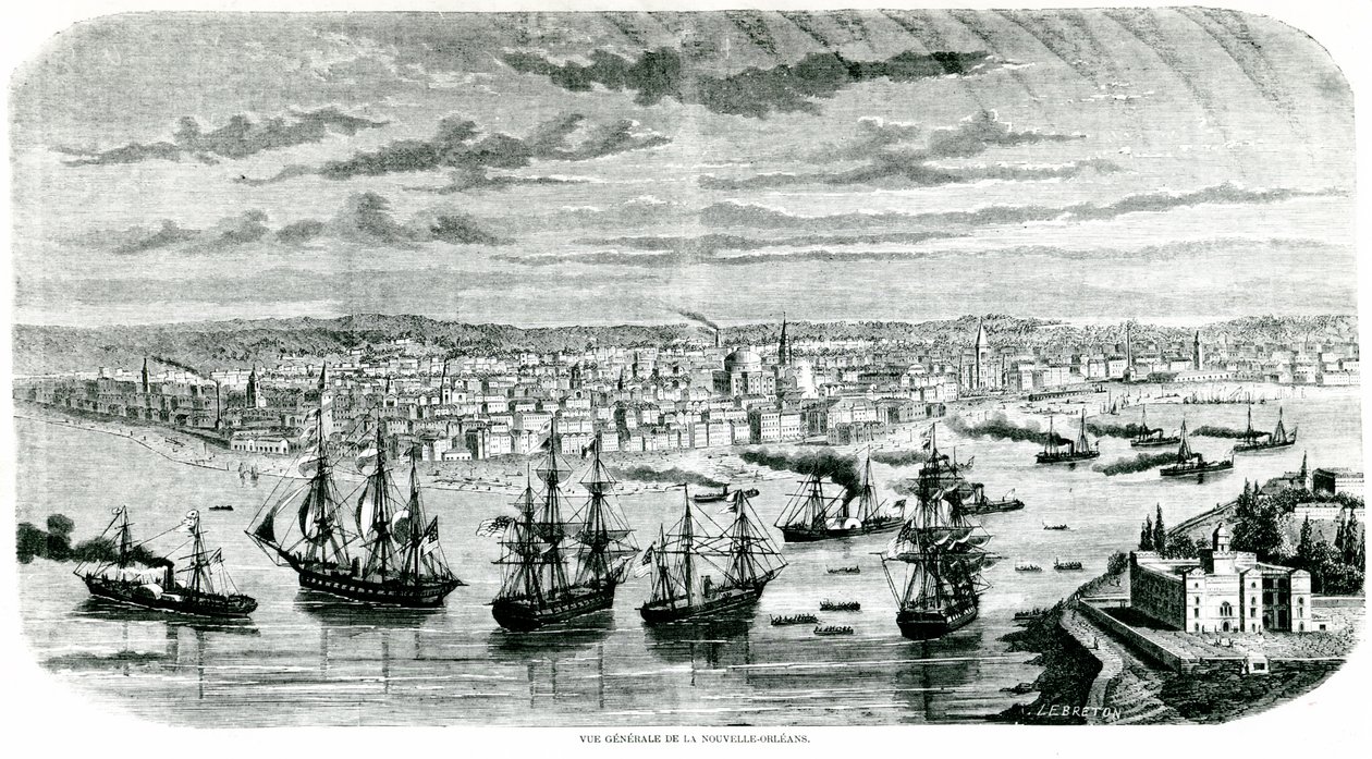 Udsigt over New Orleans, 1862 af Louis Le Breton