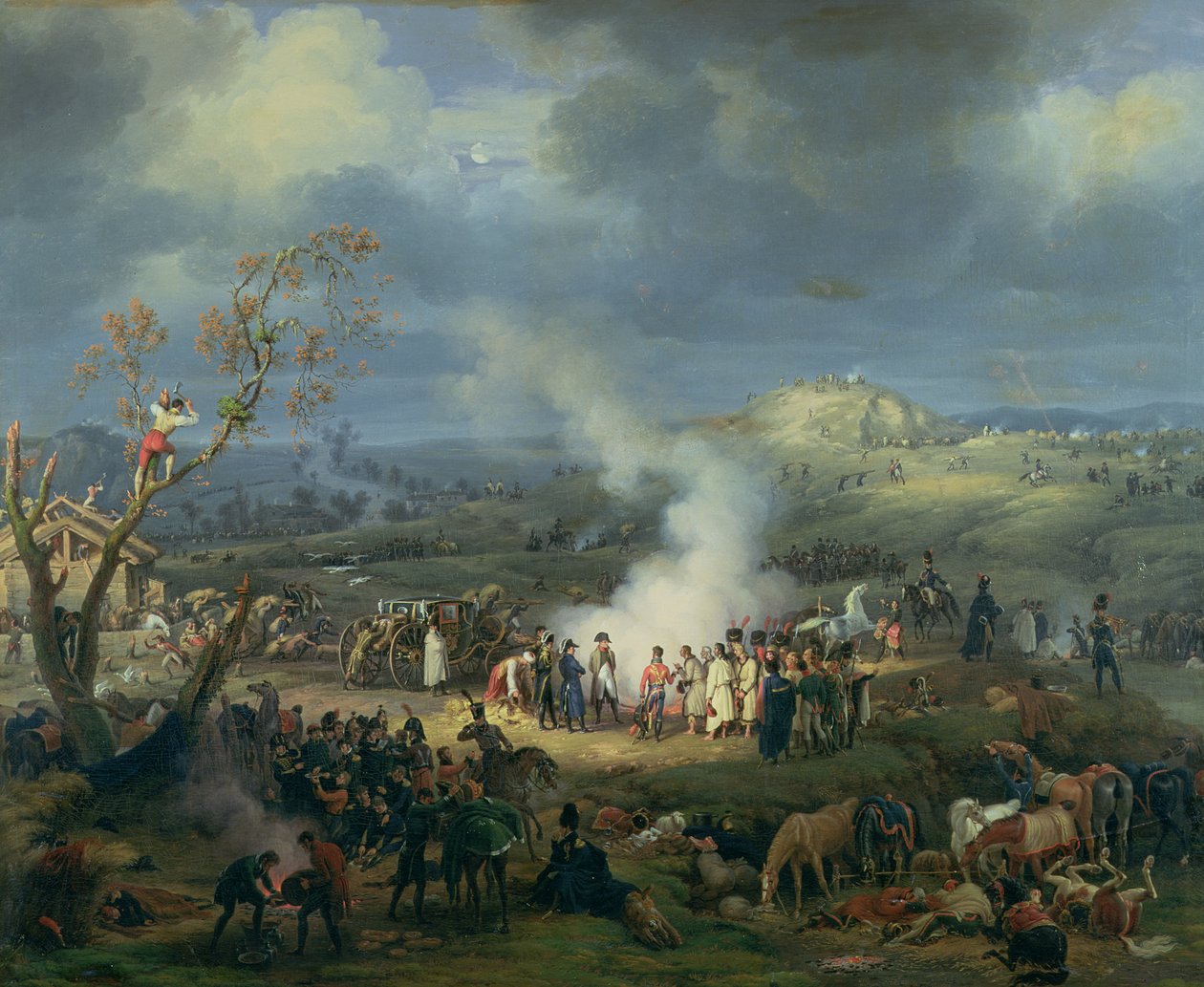 Napoleon (1769-1821) på besøg i en bivuak på aftenen før slaget ved Austerlitz, 1. december 1805, 1808 af Louis Lejeune