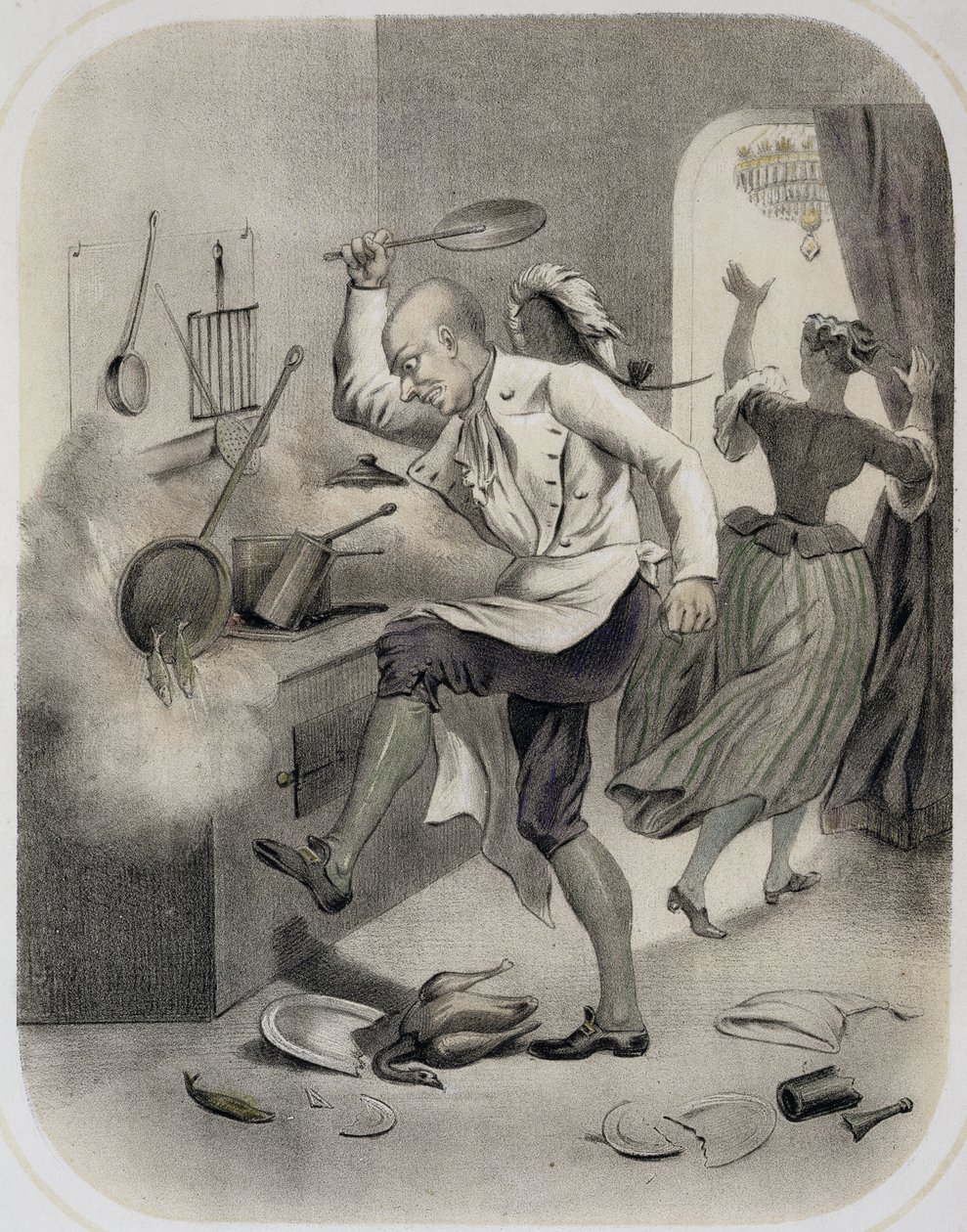 Anger in the Kitchen, fra en serie af print, der forestiller de syv dødssynder, ca. 1850 af Louis Leopold Boilly