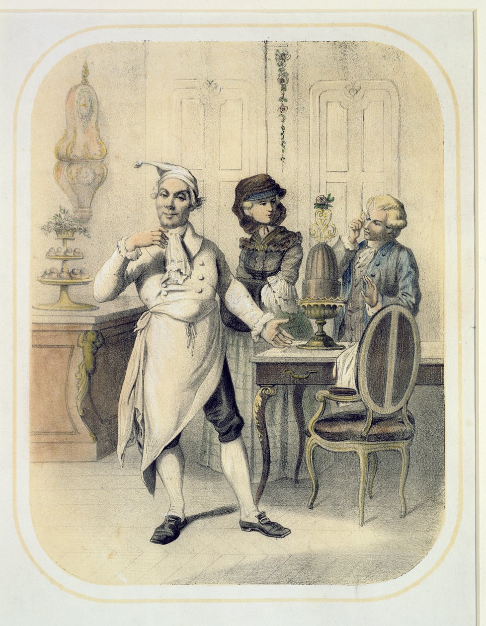 Pride in the Kitchen, fra en serie af print, der forestiller de syv dødssynder, ca. 1850 af Louis Leopold Boilly