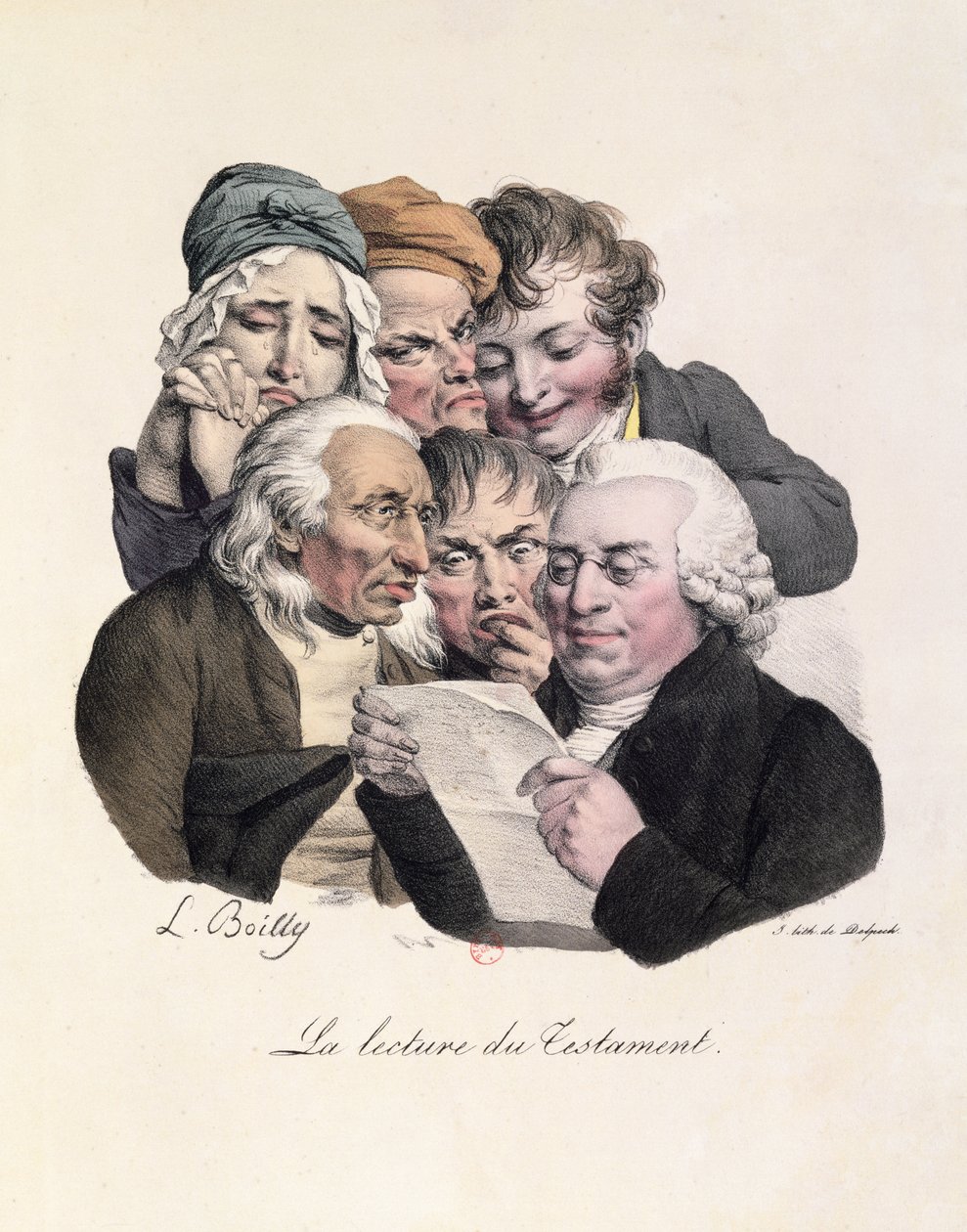 Læser testamentet, indgraveret af Francois Seraphin Delpech (1778-1825) af Louis Leopold Boilly