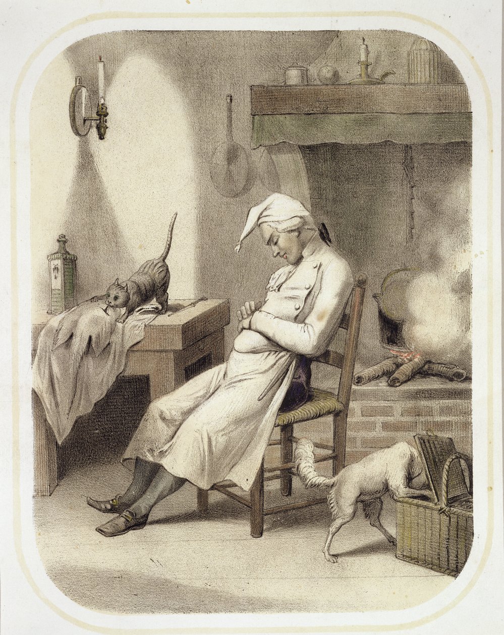 Dovenskab i køkkenet, fra en serie af tryk, der forestiller de syv dødssynder, ca. 1850 af Louis Leopold Boilly