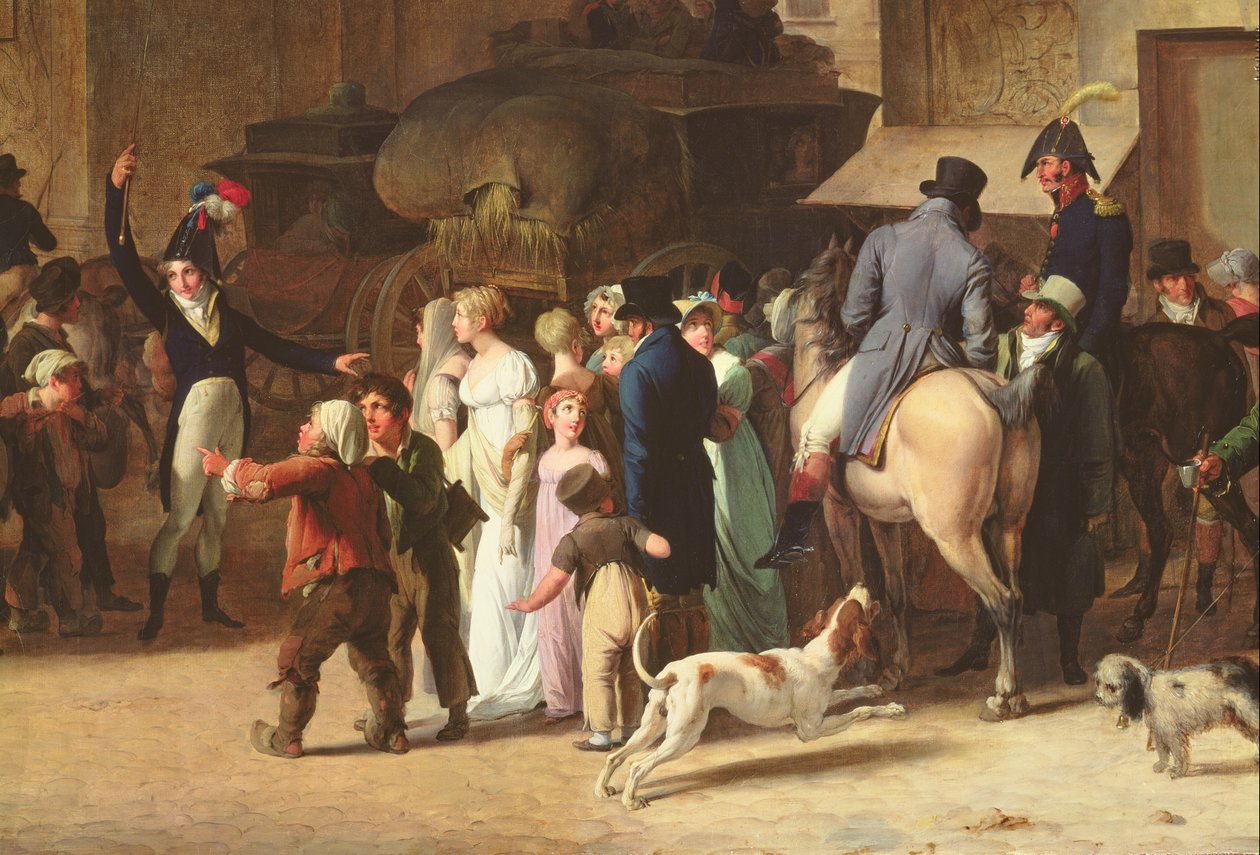 De værnepligtige fra 1807 marcherer forbi Saint-Denis-porten, detalje af tilskuere olie på lærred af Louis Leopold Boilly