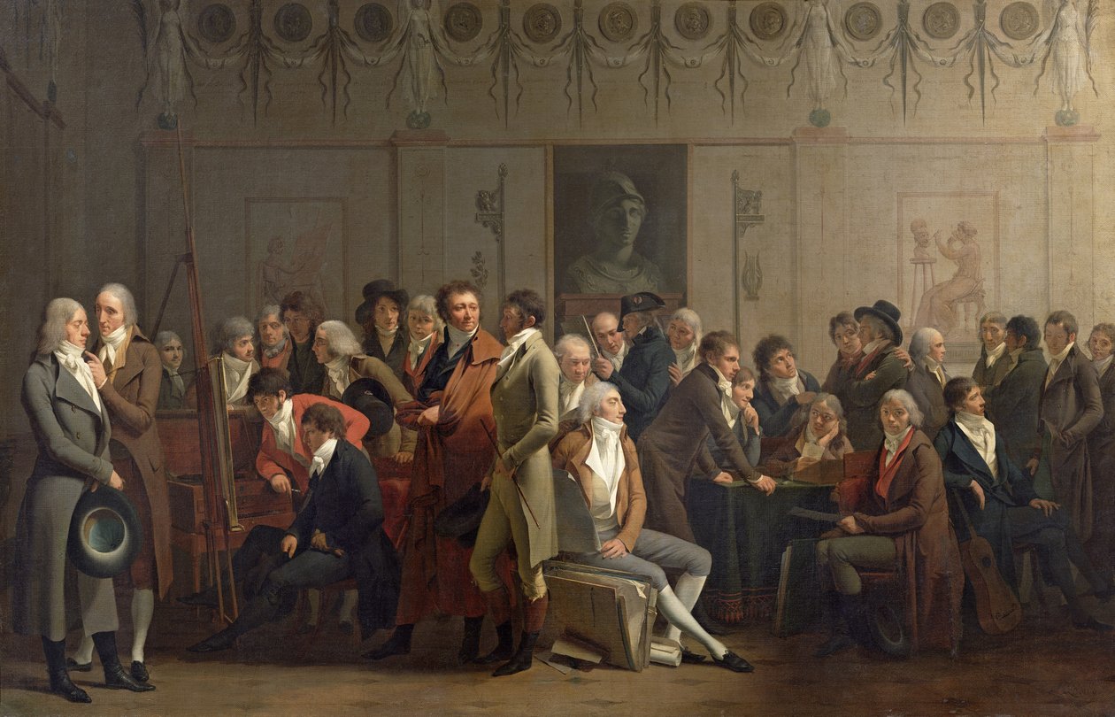 Genforening af kunstnere i Studio of Isabey, 1798 af Louis Leopold Boilly