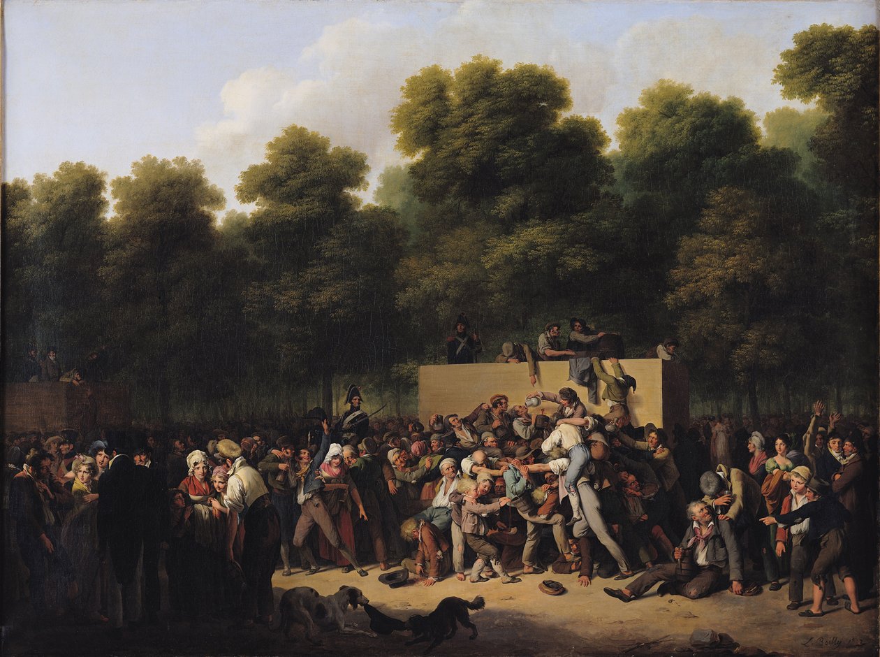 Uddelingen af mad og vin på Champs-Elysees, 1822 af Louis Leopold Boilly