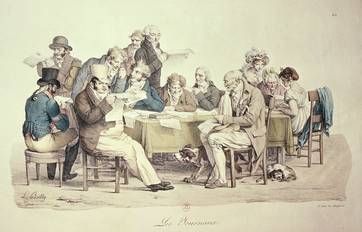 Aviserne, indgraveret af Francois Seraphin Delpech (1778-1825) af Louis Leopold Boilly