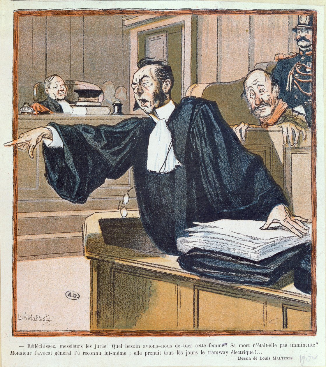En advokat taler til juryen, 1900 af Louis Malteste