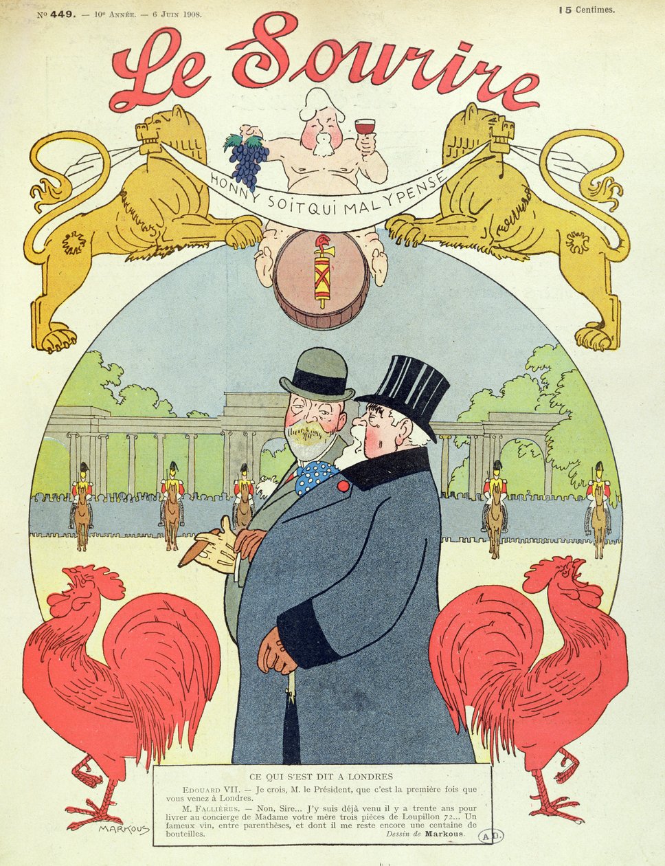 Præsident Armand Fallieres (1841-1931) med kong Edward VII (1841-1910) forsiden af magasinet 