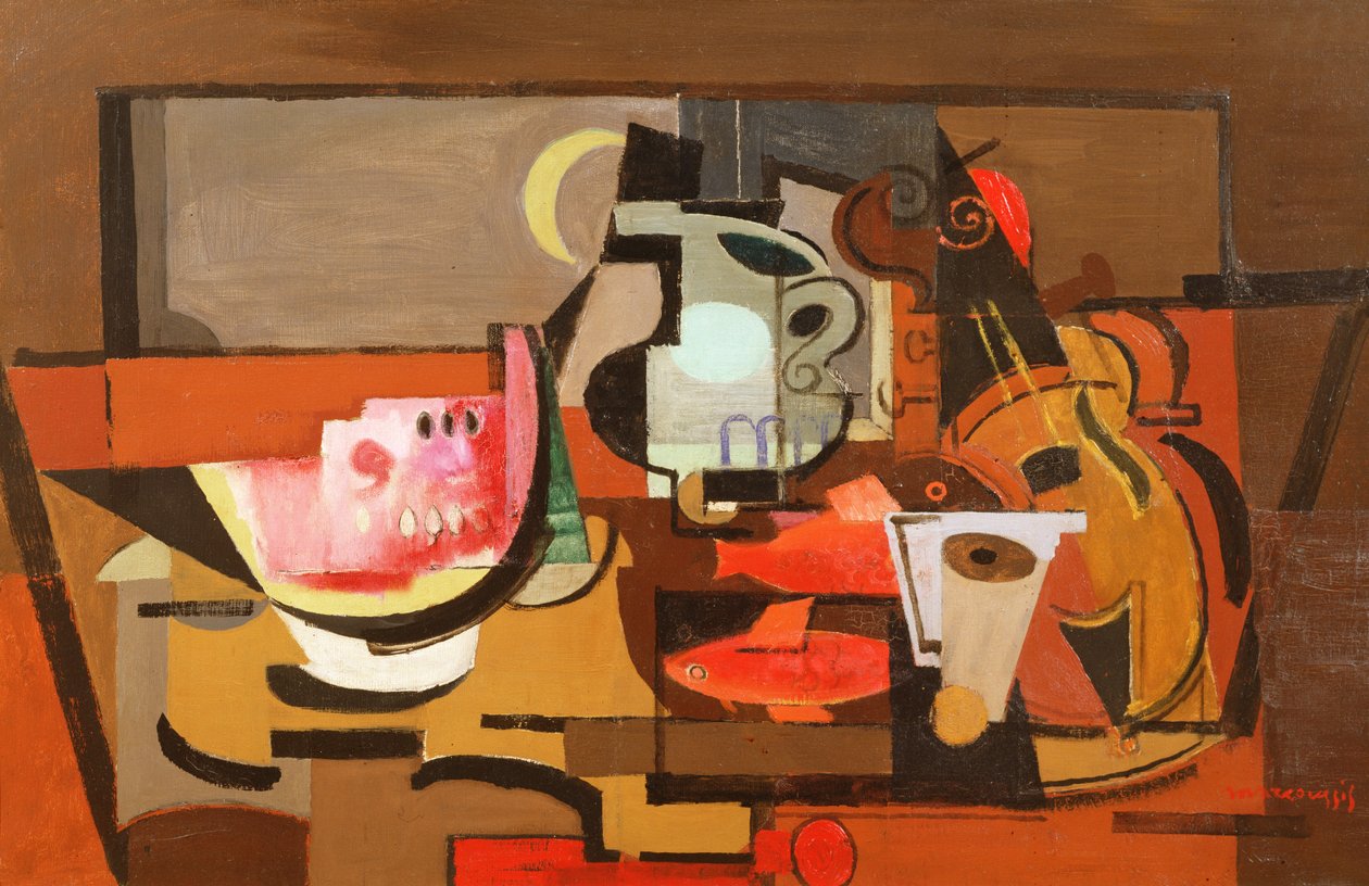 Stilleben med en skive vandmelon, ca. 1929 af Louis Marcoussis