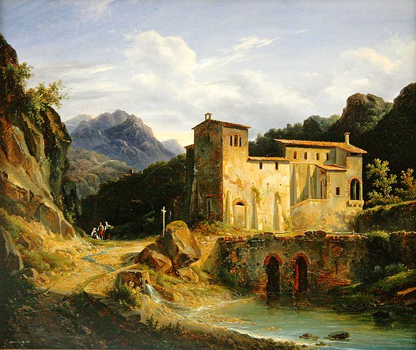 Udsigt over et kloster, 1827 af Louis Montvignier