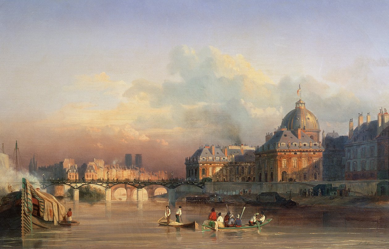 Udsigt over Paris fra Seinen af Louis Nicolas Matout