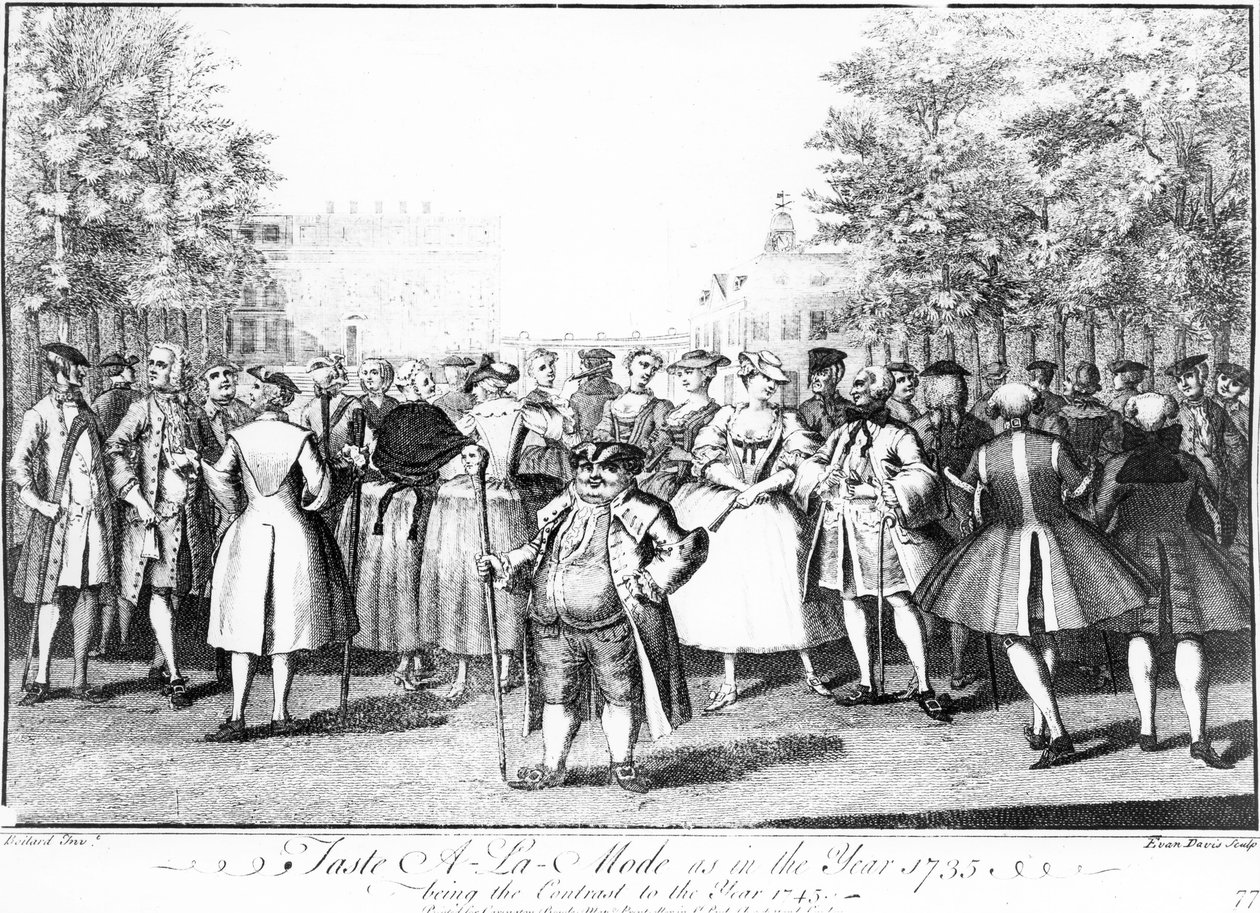 Smag A-La-Mode som i år 1735 er kontrasten til år 1745 af Louis Philippe Boitard