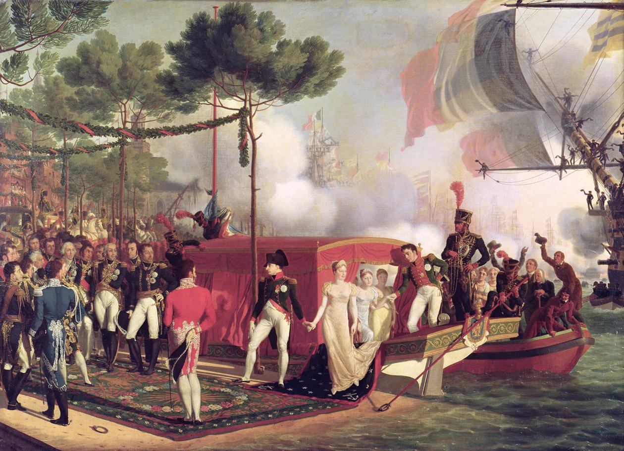 Napoleon I (1769-1821) og Marie Louise (1791-1847) Landstigning i Antwerpen, 1810 af Louis Philippe Crepin
