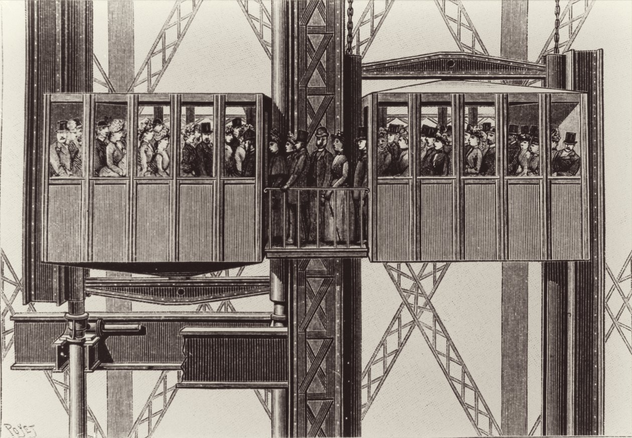 Design til en elevator, af Gustave Eiffel af Louis Poyet