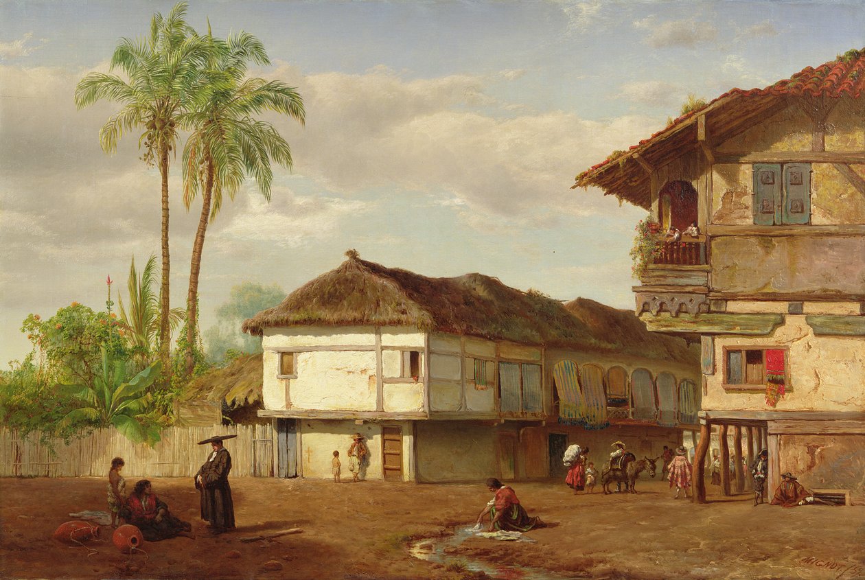 Gadebillede af Guayaquil, Ecuador, 1859 af Louis Rémy Mignot