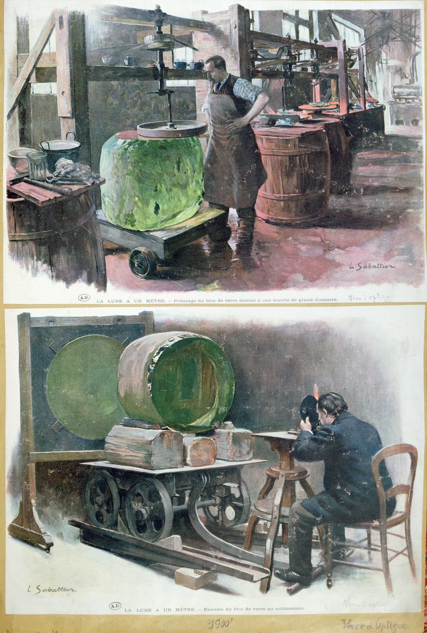 Fremstilling af glas til en optisk linse, 1900 af Louis Remy Sabattier