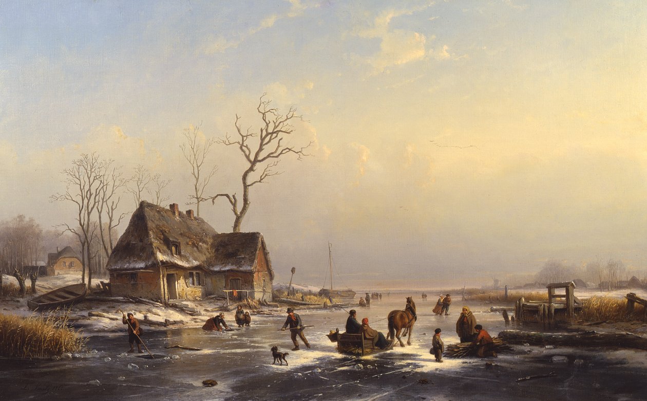 Figurer på en frossen flod af Louis Smets