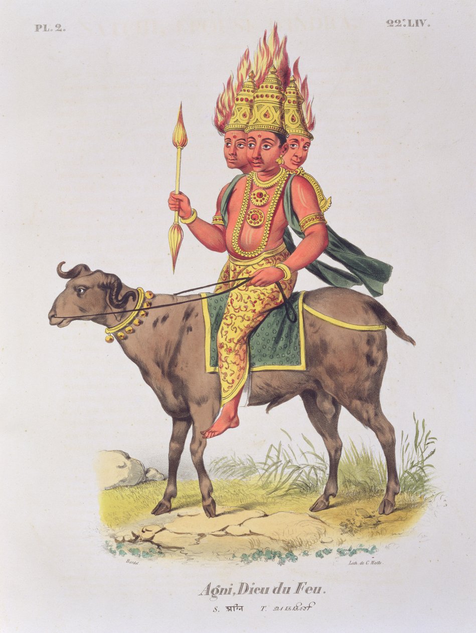 Agni, Ildguden, graveret af Charles Etienne Pierre (1785-1836) af Louis Thomas Bardel