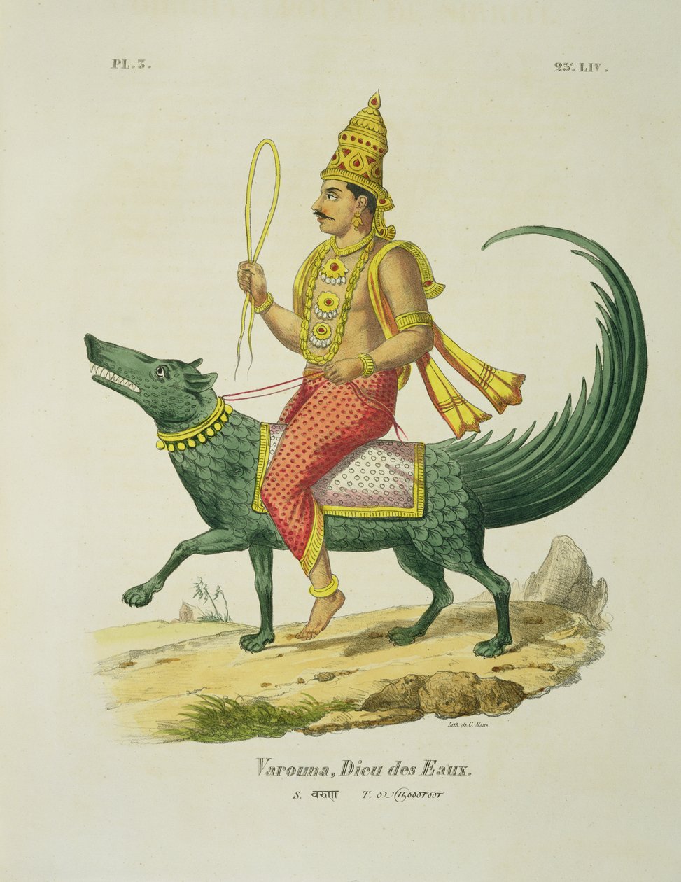 Varuna, havenes gud, graveret af Charles Etienne Pierre Motte (1785-1836) af Louis Thomas Bardel