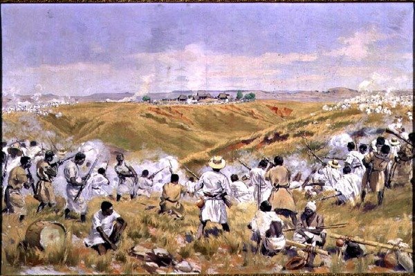 Slaget ved Tsaratsora, Madagaskar, 1. juli 1895 af Louis Tinayre