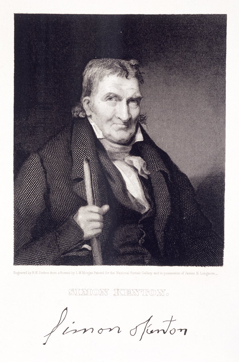 Simon Kenton (1755-1836) graveret af Richard W. Dodson (1812-67) af Louis W. Morgan