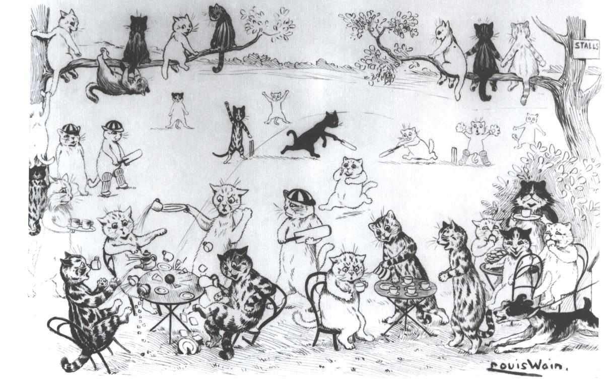 Katzenclub English: Cat club af Louis Wain