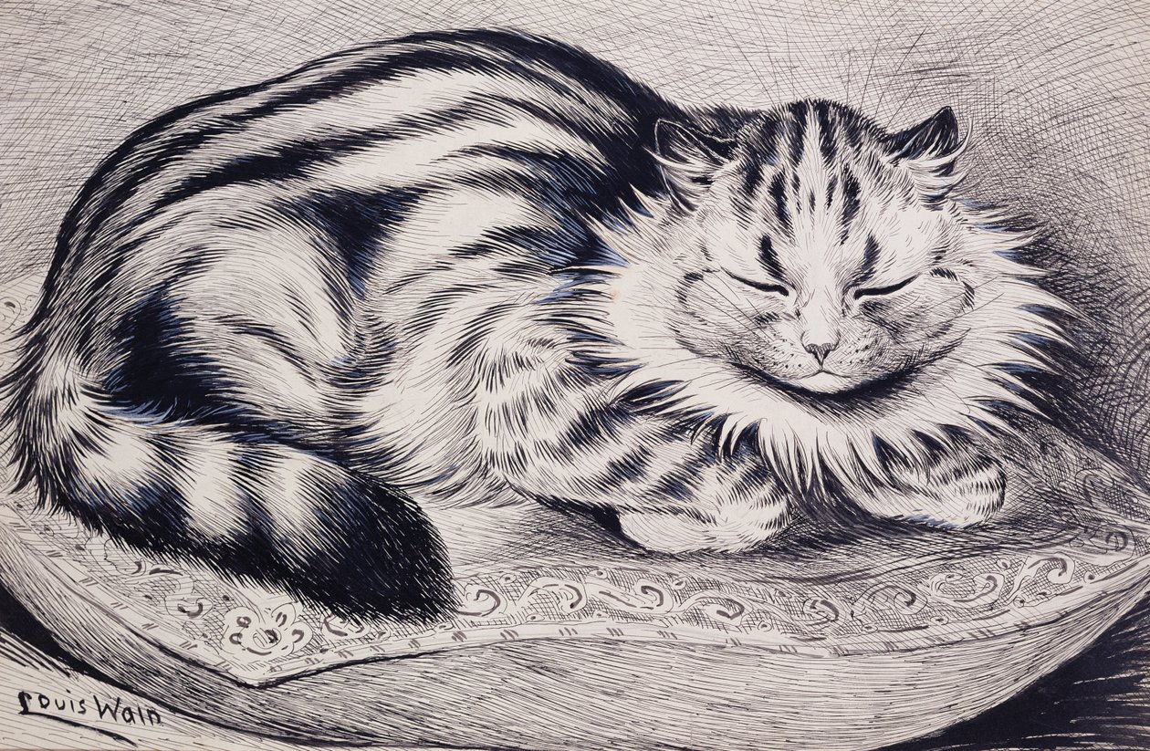 Fisse (pen og blæk og kropsfarve på papir) af Louis Wain