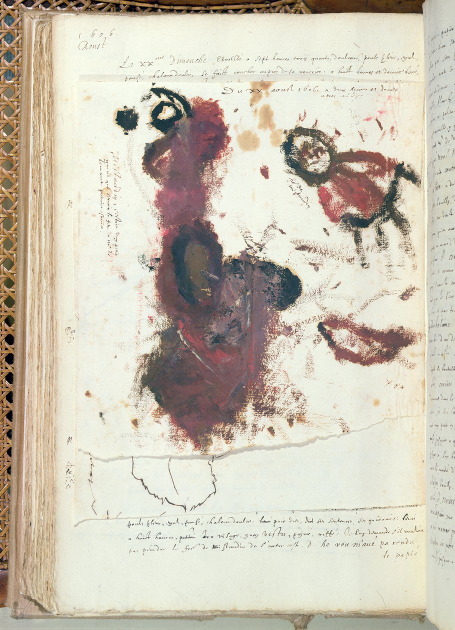 Doodles lavet af den fremtidige konge af Frankrig, Ludvig XIII, som et barn på 4 år den 20. august 1606 (blæk på papir) af Louis XIII