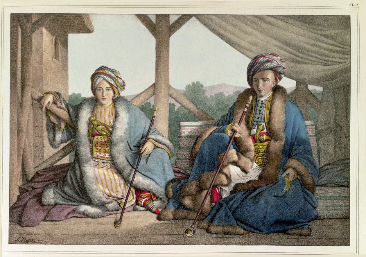 Rejse til Athen og Konstantinopel: Ismael, Bey og Mehemet, Pasha, ca. 1819 af Louis after Dupre