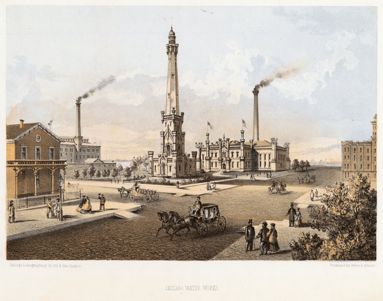 Chicago Water Works, 1867 af Louis Kurtz