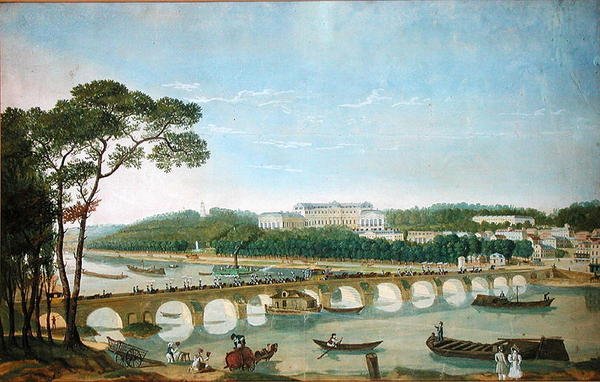 Besøg af kongen og dronningen af Napoli til Chateau de Saint-Cloud, maj 1830 (wc & gouache på papir) af Louis Ducis