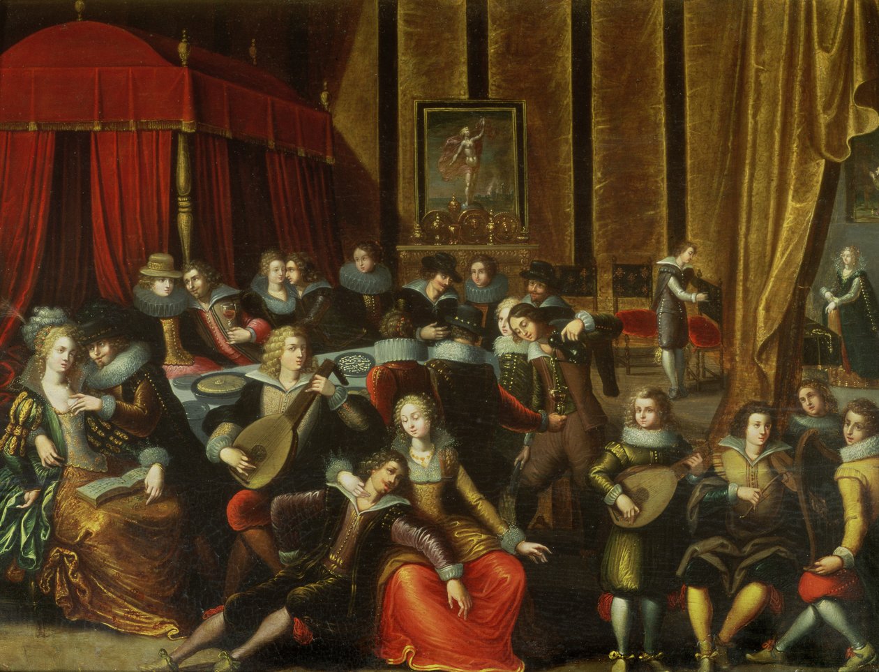 Scene Galante i et slot (panel) af Louis de Caullery