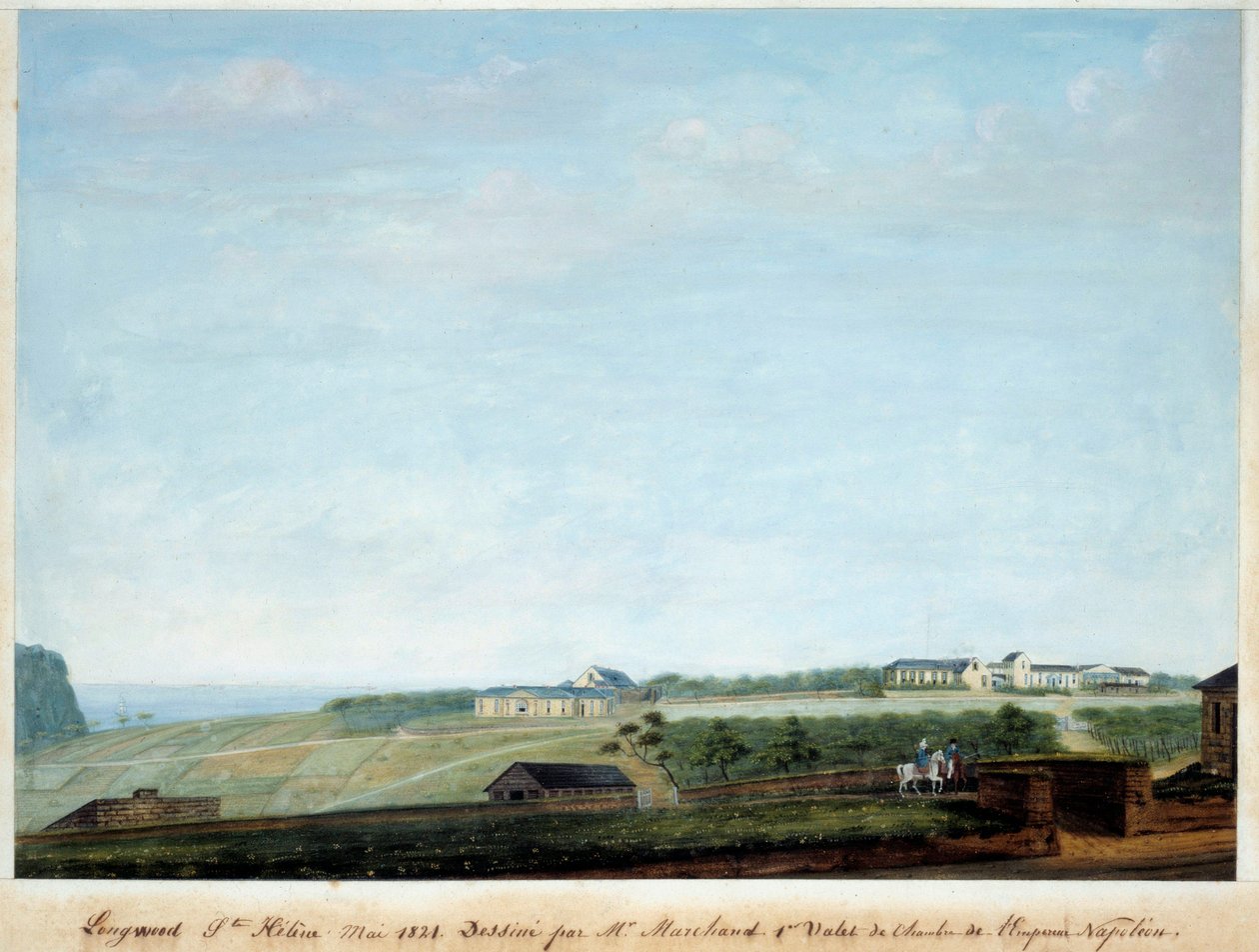 Udsigt over Longwood på øen Sainte Helene, maj 1821 af Louis Joseph Marchand
