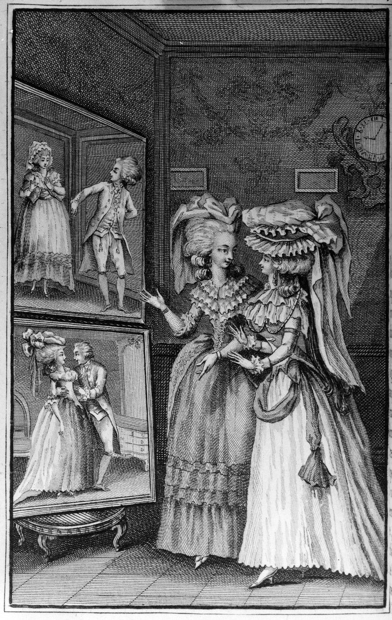 Illustration af Louis Binet (1744-1800) til bogen af ​​Nicolas Edme Restif de La Bretonne "" Les Parisiennes"", eller XL General Characters Taken in the Modern Moors, egnet til at tjene en l