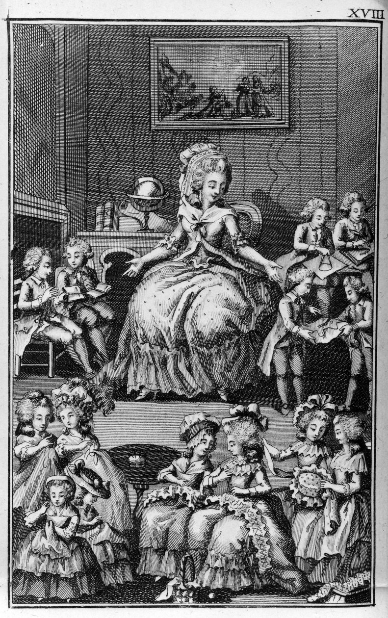 Illustration af Louis Binet (1744-1800) til bogen af ​​Nicolas Edme Restif de La Bretonne "" Les Parisiennes"", eller XL General Characters Taken in the Modern Moors, egnet til at tjene en l