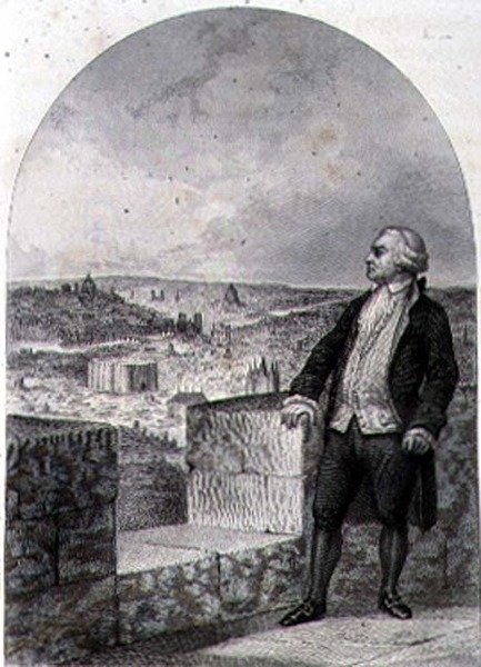 Honore Gabriel Riqueti, greve af Mirabeau (1749-91) på voldene i Paris, indgraveret af Philibert Langlois (stik) af Louis (after) Marckl